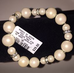 Bracelet with Pearls Silver sparkle crystal Beads