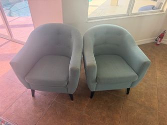 Pair of Tufted Barrel Accent Chairs