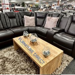 Pre-Black Friday Special Brown Leather Power Reclining Sofa Sectional Couch 65% Off Now Don’t Miss Out
