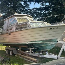 1972 39ft Fjord Cabin Cruiser Project Boat w/ Dual Axle Trailer – Vancouver, WA