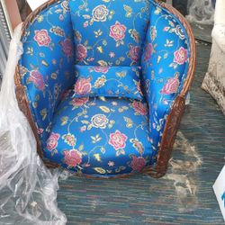 Antique Chair Orient Color Fabric Newly Upholstery 