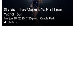 Ticket Shackira-Las Mujeres No Lloran 