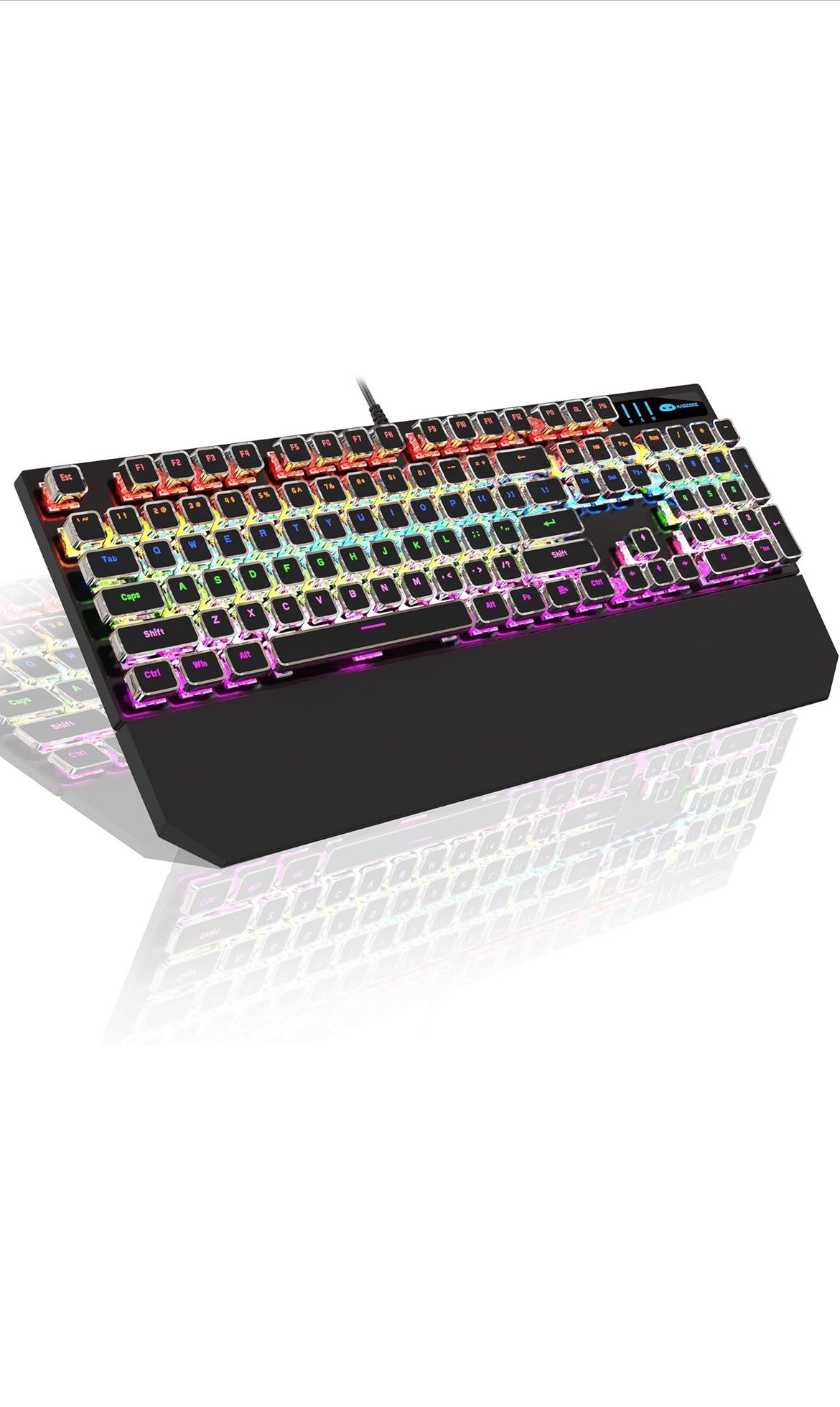 MageGee Typewriter Mechanical Gaming Keyboard, Retro Punk Square Keycap with RGB Rainbow Backlit USB Wired
