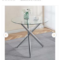 Modern Sleek Chrome With Glass Top Table
