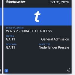 WASP concert tickets