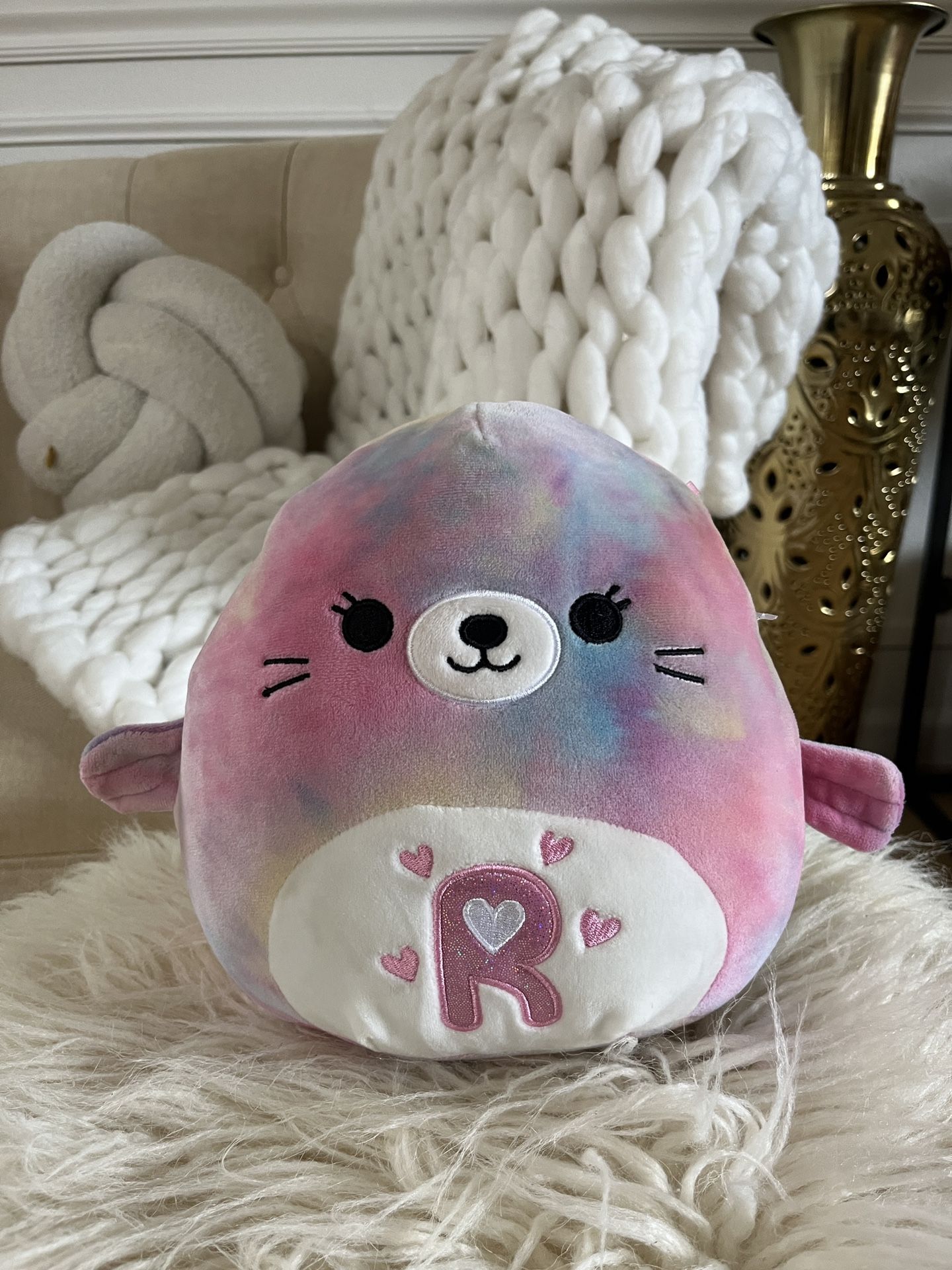 Squishmallow 8” Seal Initial R Collectible Squish