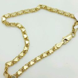 14k Heart link bracelet solid gold