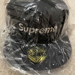 Brand New Supreme Box Logo Black Fitted Hat 7 5/8 Brand New