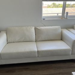 White Leather Sofa 