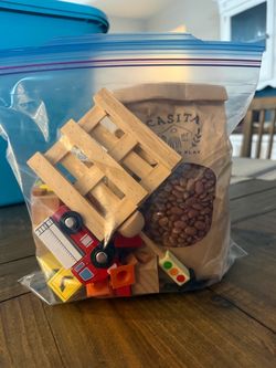 Sensory play (construction/beans)