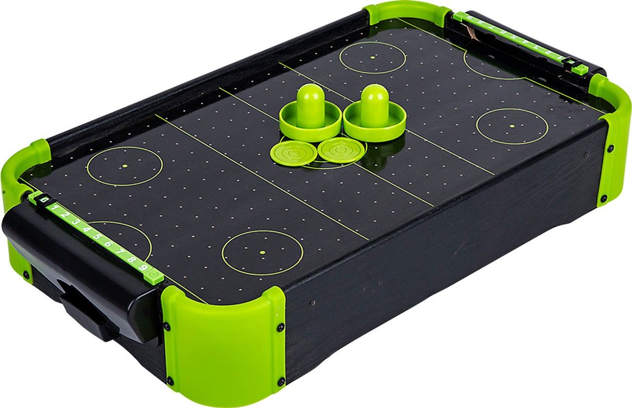 **NEW** NEON AIR HOCKEY SMALL PORTABLE TABLETOP GAME 20"x12" KIDS FUN BIRTHDAY GIFT GAME ARCADE ROOM