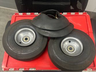 Set of 2 -- 10" Pneumatic Dolly Tires  4.10/3.50-4"  + 2 New Replacment Innertubes