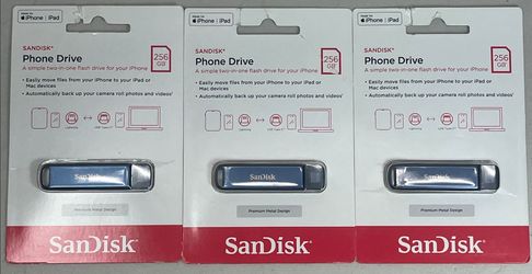 SanDisk USB Phone Drive 256GB SDIXD0N-256G-AW6ME ~ Brand New