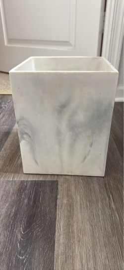 Marble-Look Square Waste Bin