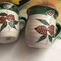 2 HAMPTONFORGE HOME PINECONE MUGS,12oz 