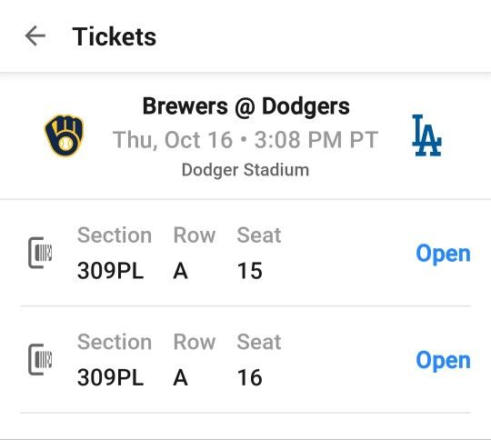 NLCS Dodgers Vs Brewers Thu 10/16