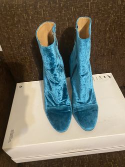 Blue Dries Van Noten Velvet Heels 7.5