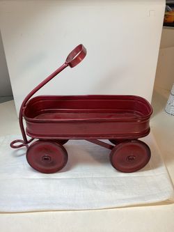 Metal Mini Red Wagon Decor 11.5”