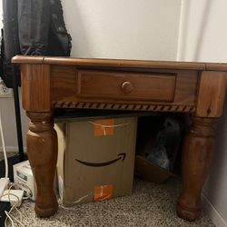 Solid Wood Side Table with Drawer - Rustic Finish