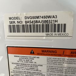 Samsung dryer modelDVG50m7450w/A3