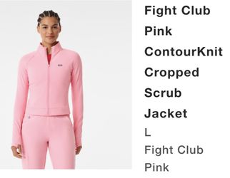 Figs Fight Club Pink Scrub Jacket -L