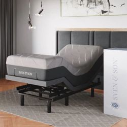 Sven & Son Bliss Adjustable Bed Base-Frame + 14 inch Hybrid Spring Matt (Medium Soft), Head and Foot Lift, Lumbar, Pillow-Tilt, Massage, Under-Bed Lig