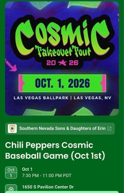 Cosmic baseball chili peppers baseball tickets