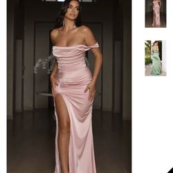 Moda Glam blush pink silhouette gown Dress