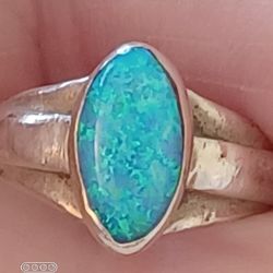 Rare Vtg.Navajo Signed "TED  Ott" Sterling Fire Opal Ring- Sz5