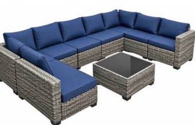 New Assembled Outdoor 10 Pieces Wicker Rattan Patio Furniture Set Patio Conversation Set
