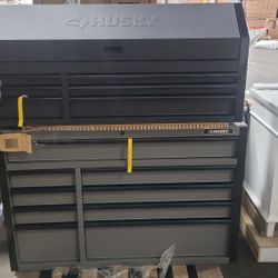 Heavy-Duty 52" 9-Drawer Matte Gray Rolling Tool Cabinet and Top Chest Combo - T