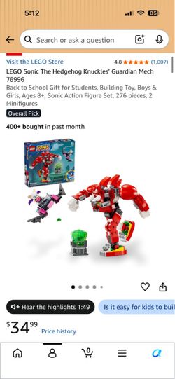 Lego Sonic the Hedgehog set # 76996 - Knuckles Guardian Mech