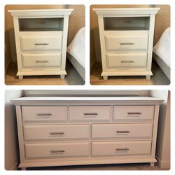 Bella 7 Drawer Dresser + 2 Nightstand w/ Wireless Charging in White