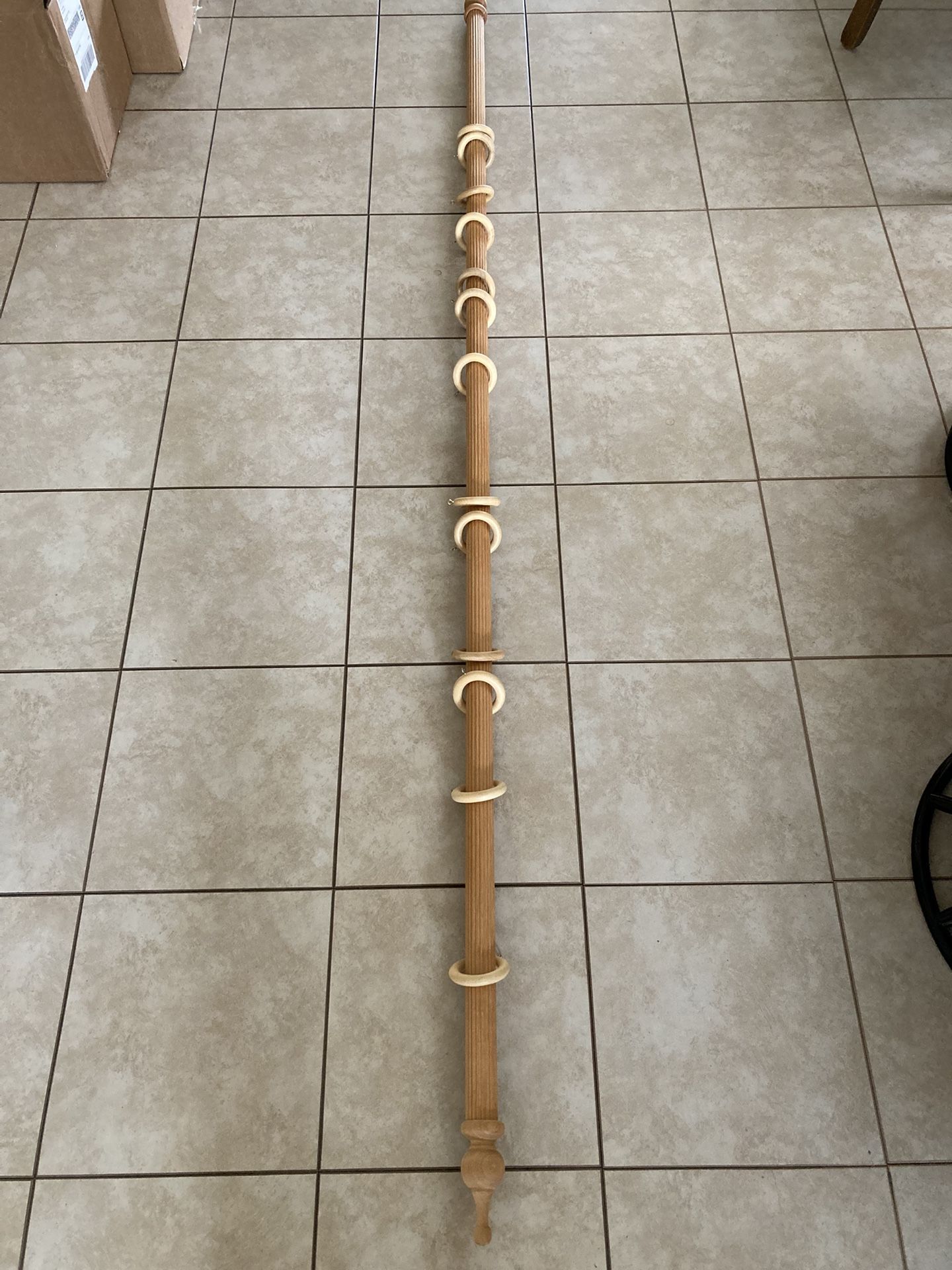 Wooden Curtain Rod With Wooden Rings