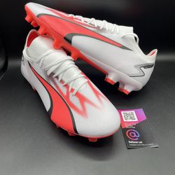 New Puma Ultra Match FG AG Soccer Cleats Shoes White Mens Size 9, 9.5, 10 And 10.5