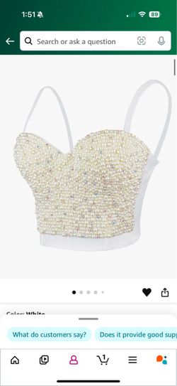 Pearl & Rhinestone Embellished Bustier Crop Top size small