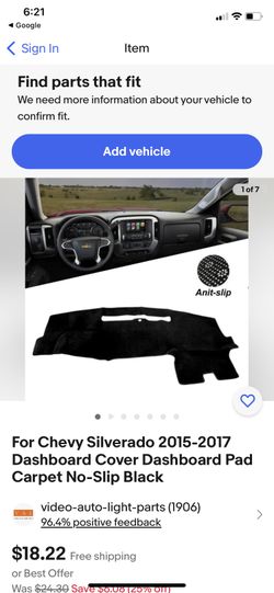 2016 Chevrolet Silverado Dash Board Cover