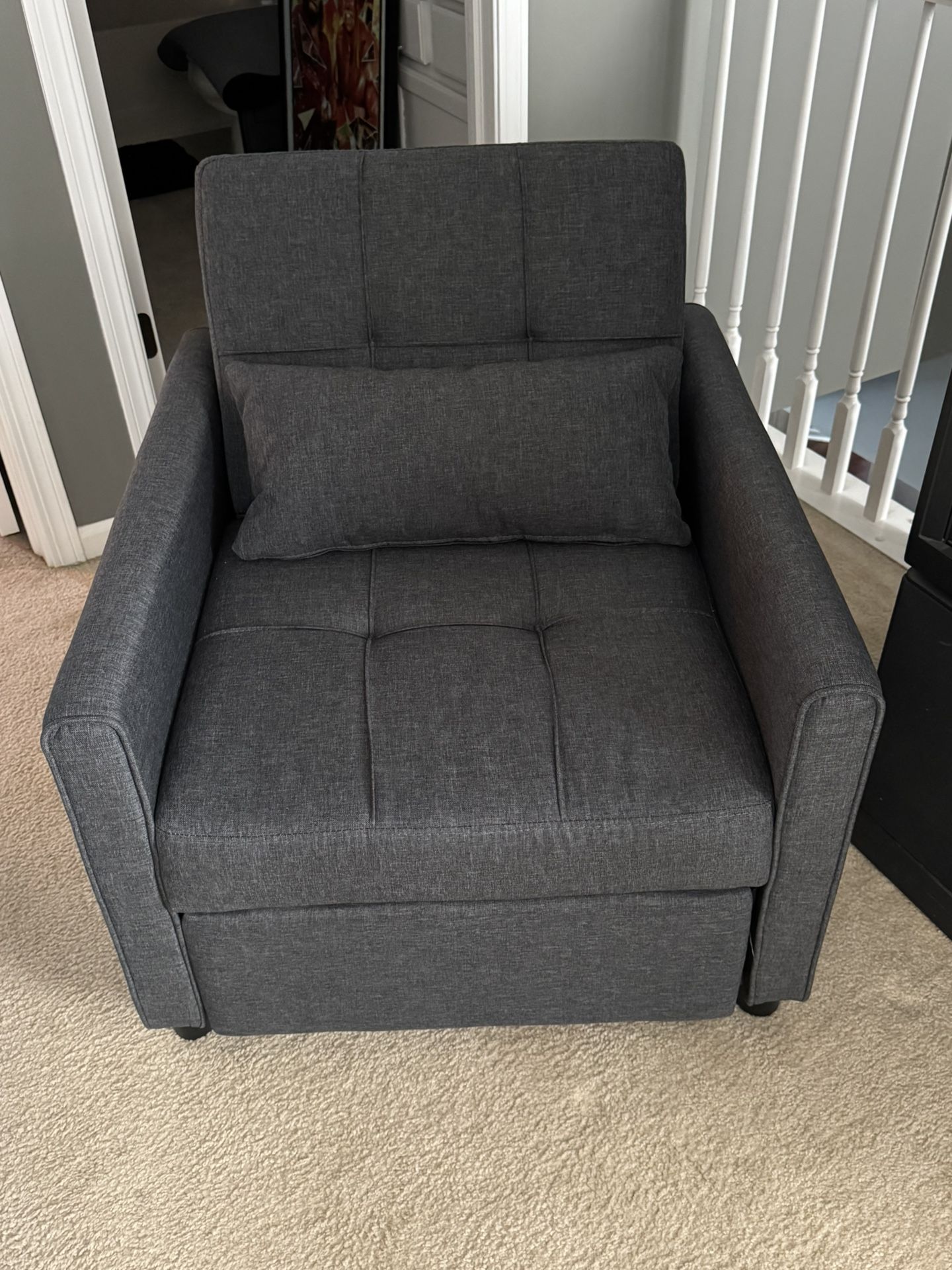 3 In 1 Convertible Sleeper Chair Dark Gray