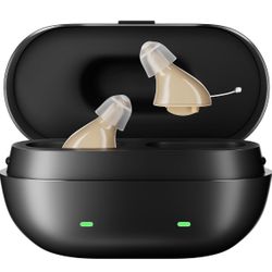 Hearing Aids for Seniors Rechargeable with Noise Cancelling, Mini Hearing Amplifiers with Magnetic Contact Charging Box for Adults with Mild Moderate 