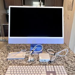 Apple - iMac 24” - M1 Chip - 3.2 GHz - 8 Core GPU - 16 RAM - 2 TB of Storage - A2438 BLUE