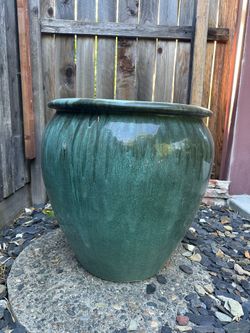 Large Green Ceramic Planter 25”x26.5”