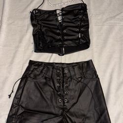 Leather shorts  Leather Top size M