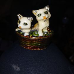 Enameled Kitten Trinket Box