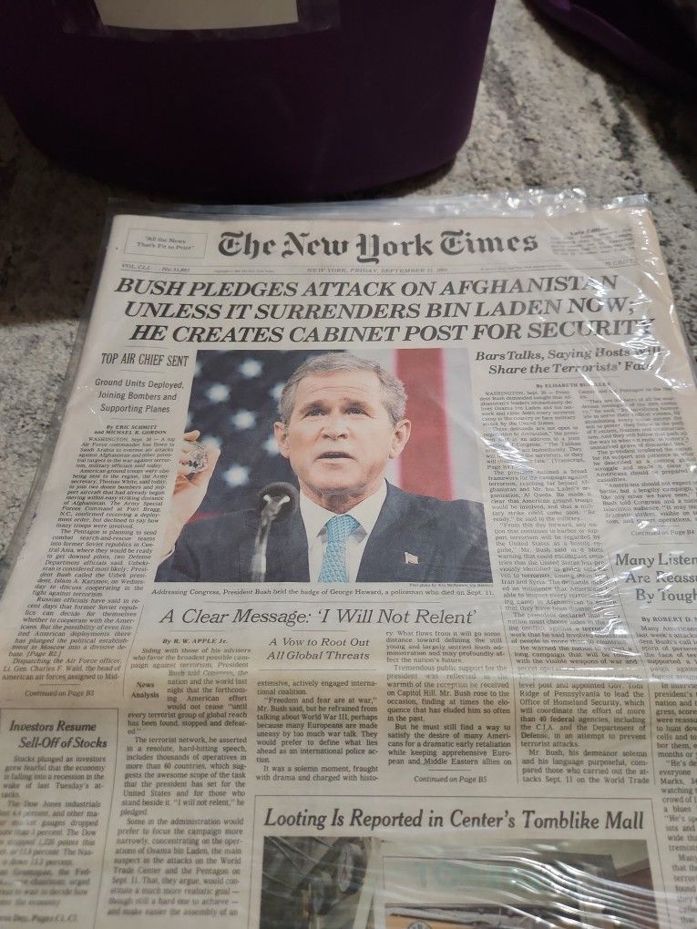 9-11 September 11 2001 attacks newspaper