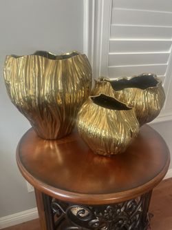 Gold Color, Flower Vase