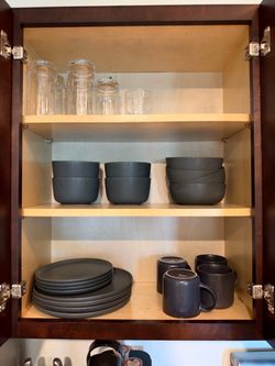 Matte Dark Gray Ceramic Dinnerware Set