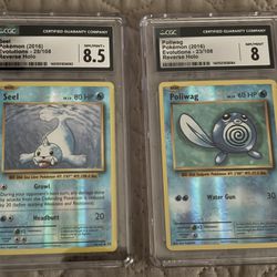 Pokemon ****TWO CARDS****Pokemon Poligwag Reverse Holo 8.0 / Pokeman Seel Evolut