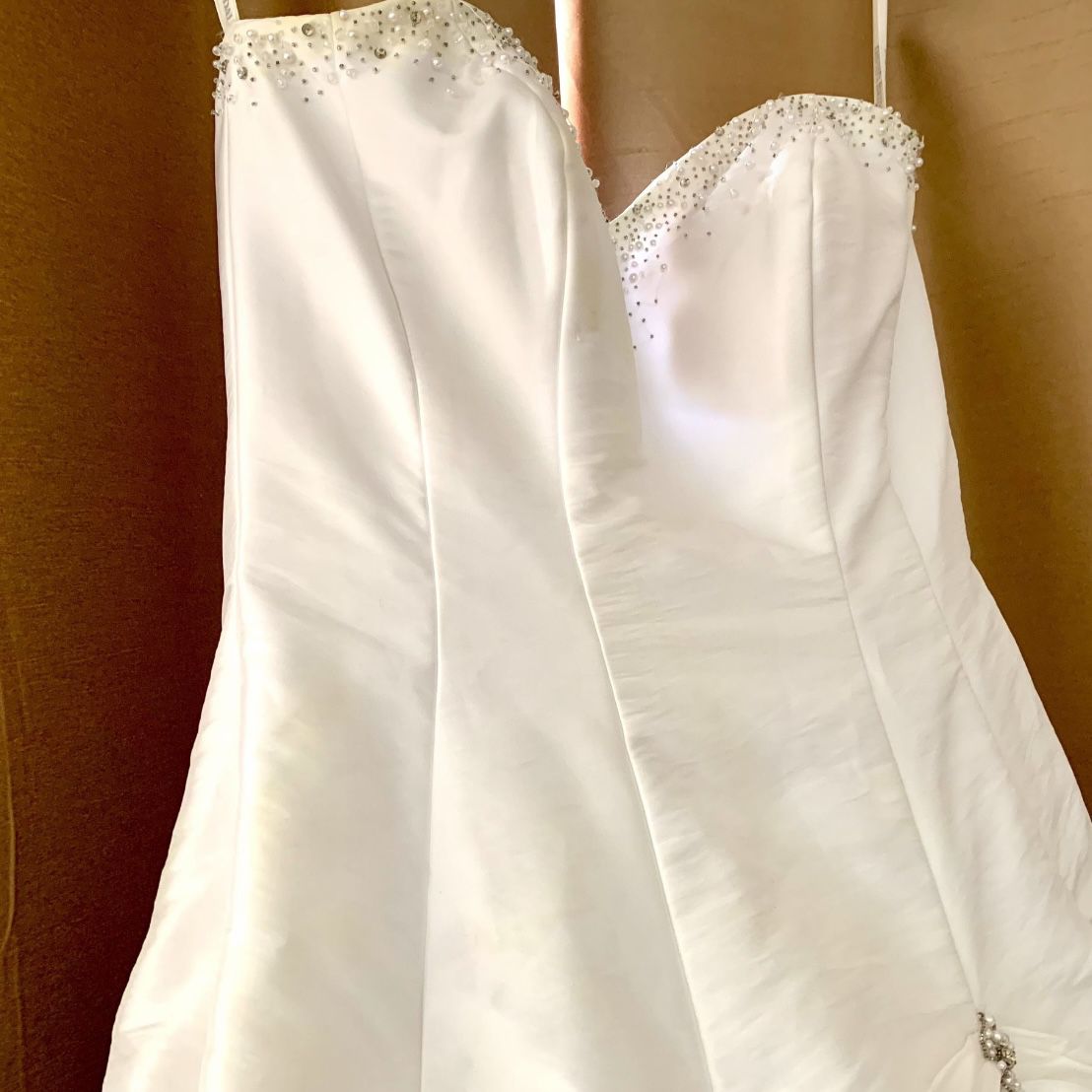 David's Bridal Sweet heart Style Strapless Wedding Dress Size 4 