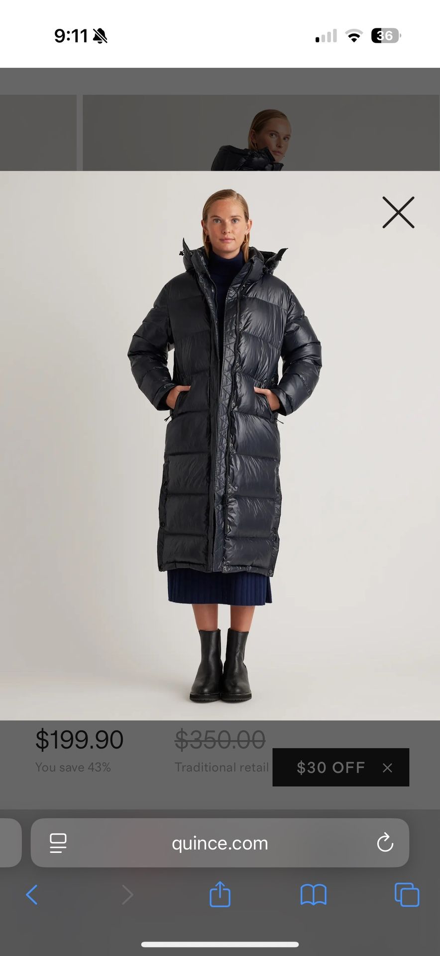 Quince Long Down Puffer - Barely worn!