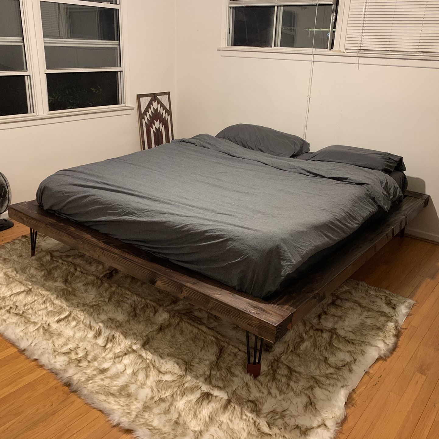 Cal King Hairpin Leg Bed Frame - Custom Made - Brand New